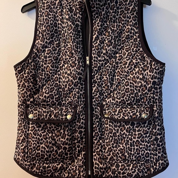 𝅺j Crew Leopard Full Zip Vest Size Small - Picture 5 of 7